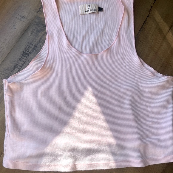 LONELY GHOST Pink Crop Top Tank - Picture 2 of 3